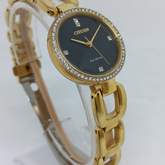 Citizen Eco-Drive EM1032-58E Women's 28mm Gold S/Steel Crystal Accent Watch - Picture 4 of 11
